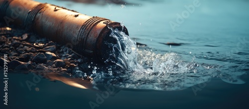 Polluted Waters: Discarded Pipe Among Garbage in Contaminated River