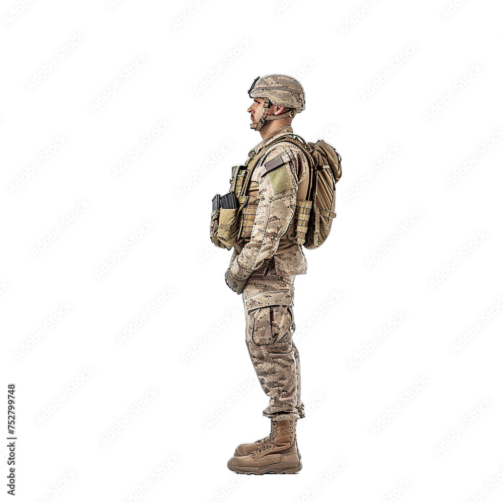 the soldier in uniform isolated on white background