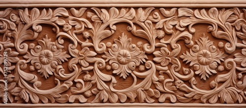 Intricate Wooden Artwork of Blooming Floral and Leaf Patterns Handcrafted with Precision