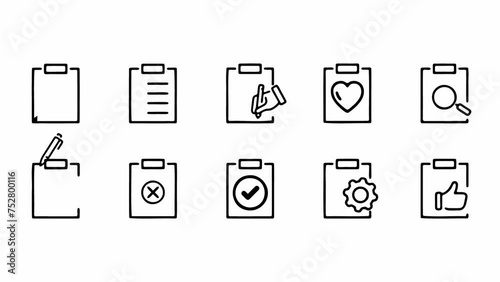 Clipboard, checklist, report, survey or agreement icon set