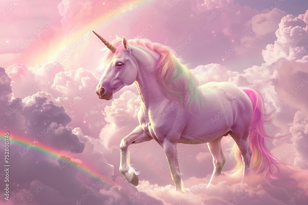 Purple Unicorn in a Rainbow Cloud Generative AI Purple Unicorn in a Rainbow Cloud Generative AI