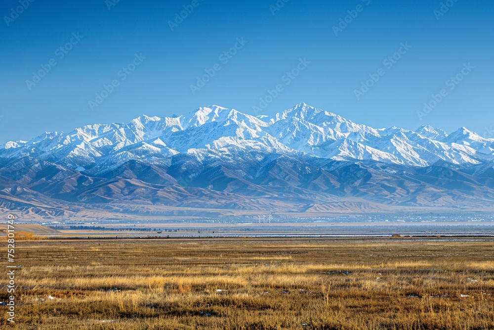 Snowy Mountain Range in August Generative AI Snowy Mountain Range in August Generative AI