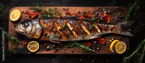 Delicious Spiced Fish Ready for Grilling - Culinary Background with Aromatic Spices photo