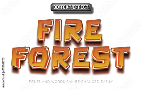 Fire forest 3d editable text effect style