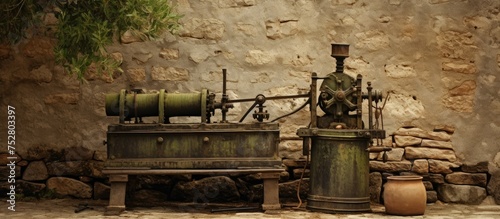 Vintage Industrial Equipment: A Detailed Close-Up of an Impressive Old Machine