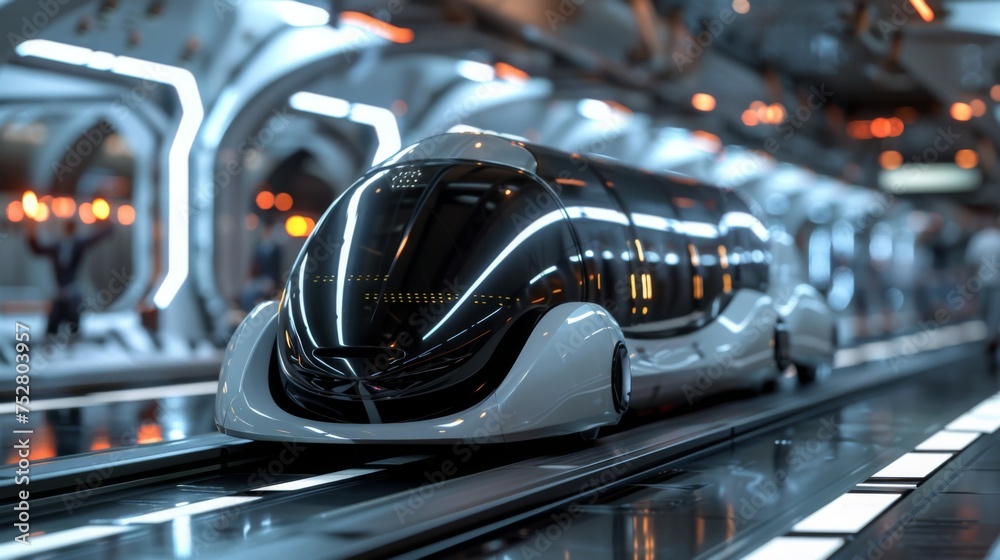 Fototapeta premium Detailed 3D futuristic vehicles in seamless transportation showcasing innovation and efficiency in mobility