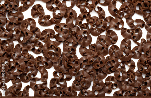 Chocolate curls,cut out isolated on white background