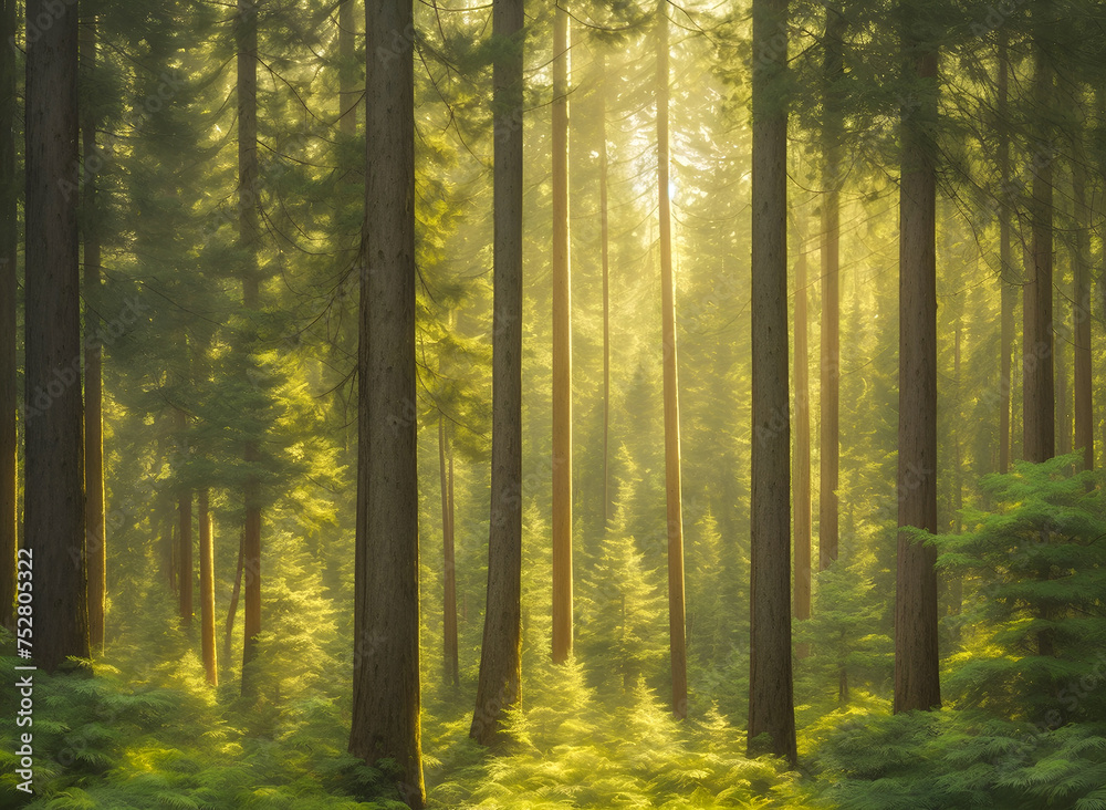 Naklejka premium morning in the forest