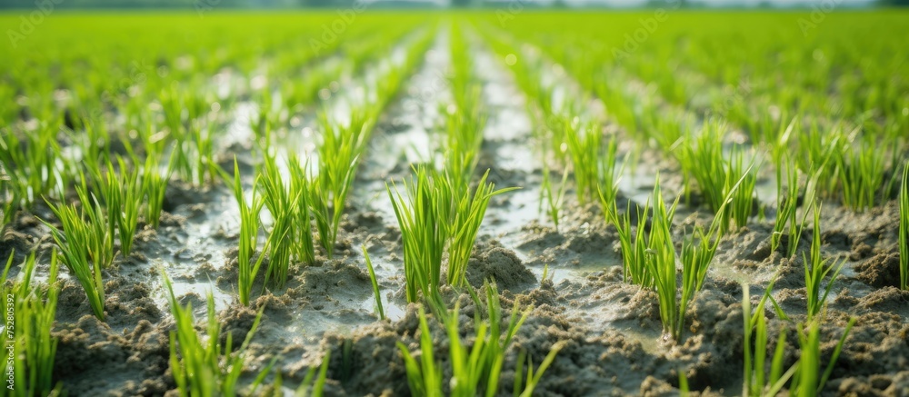 Tranquil Serenity: Vast Green Grass Field under Clear Blue Skies Tranquil Serenity: Vast Green Grass Field under Clear Blue Skies