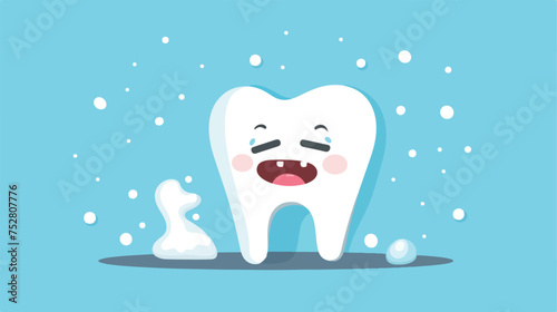 Tooth character sad bad caries decay tooth with bacte