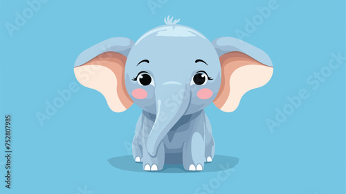 Vector Adorable Cartoon Elephant Isolated On Backgroud