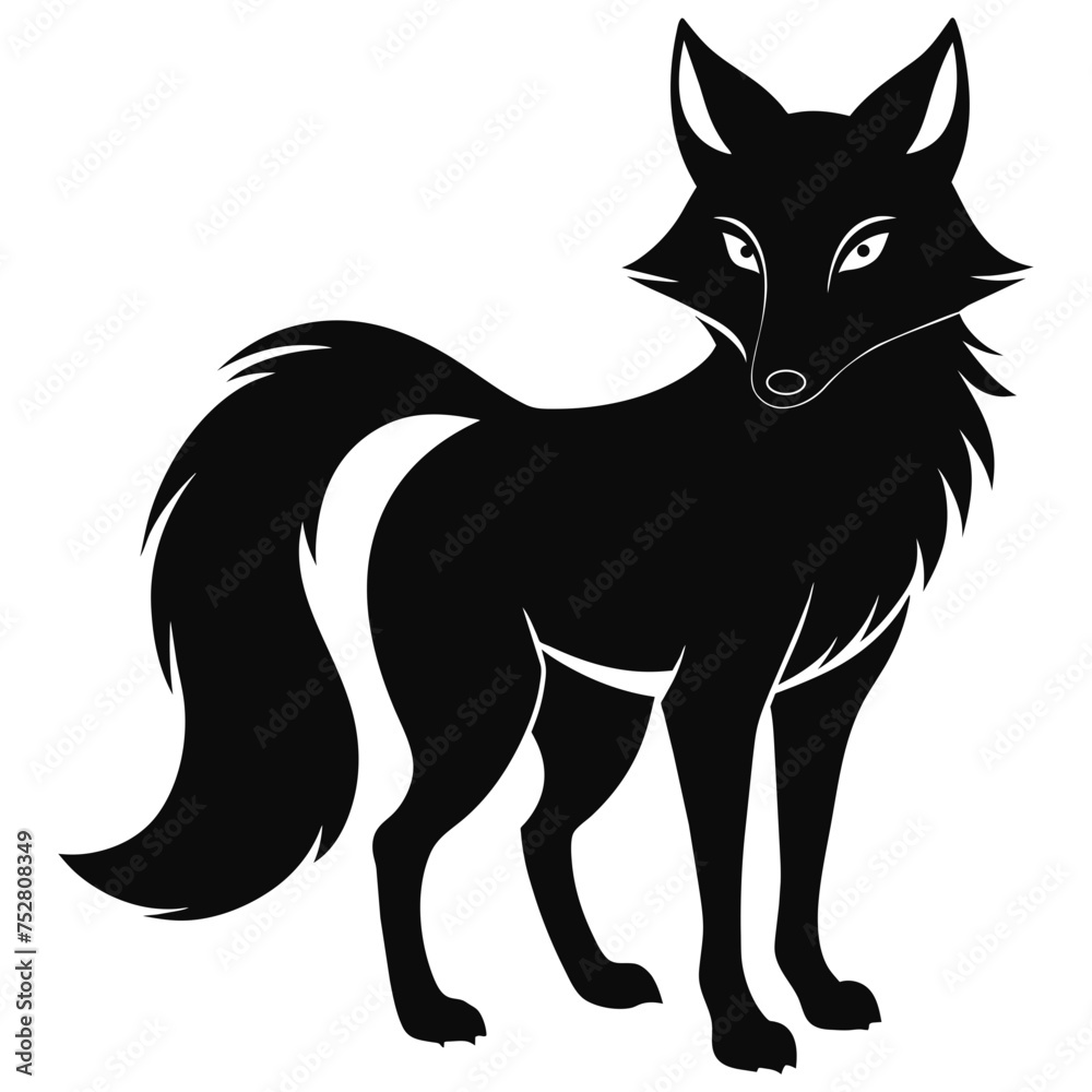 Fox animal wildlife Silhouette vector illustration