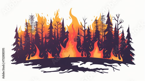 Forest fire illustration vector at vector isolatted