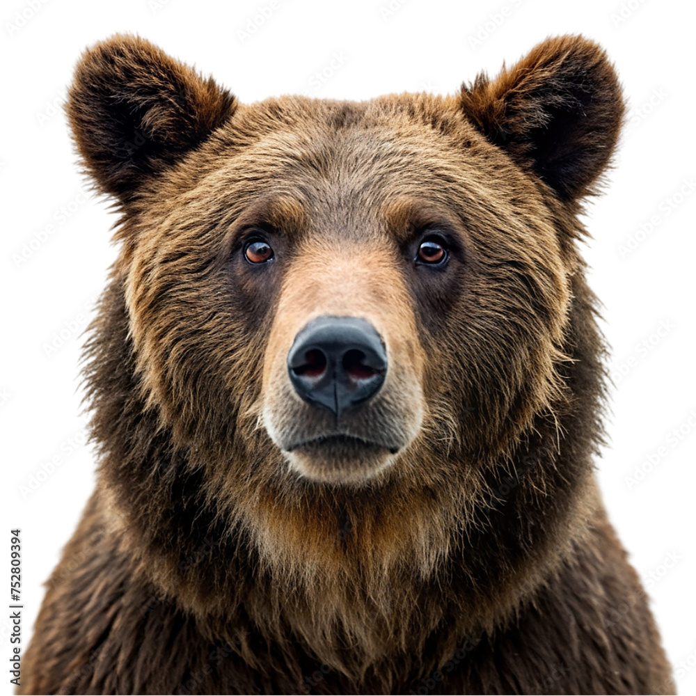 Brown bear isolated on transparent background. Big wild animal. Animal portrait. Brown bear isolated on transparent background. Big wild animal. Animal portrait.