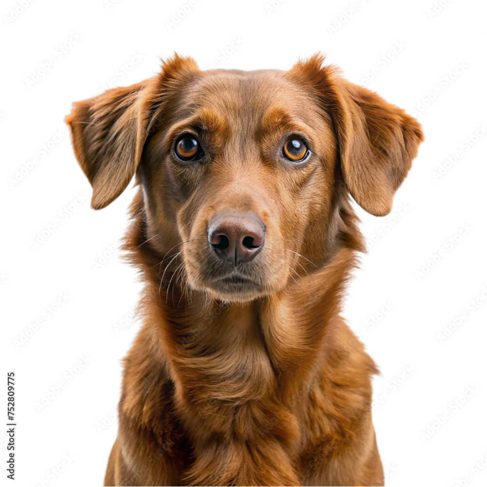 Portrait of a dog, isolated on transparent background.