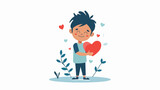 Boy with heart in open hand vector illustration. Care