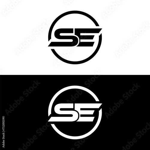 SE logo. S E design. White SE letter. SE, S E letter logo design. Initial letter SE linked circle uppercase monogram logo. S E letter logo vector design.