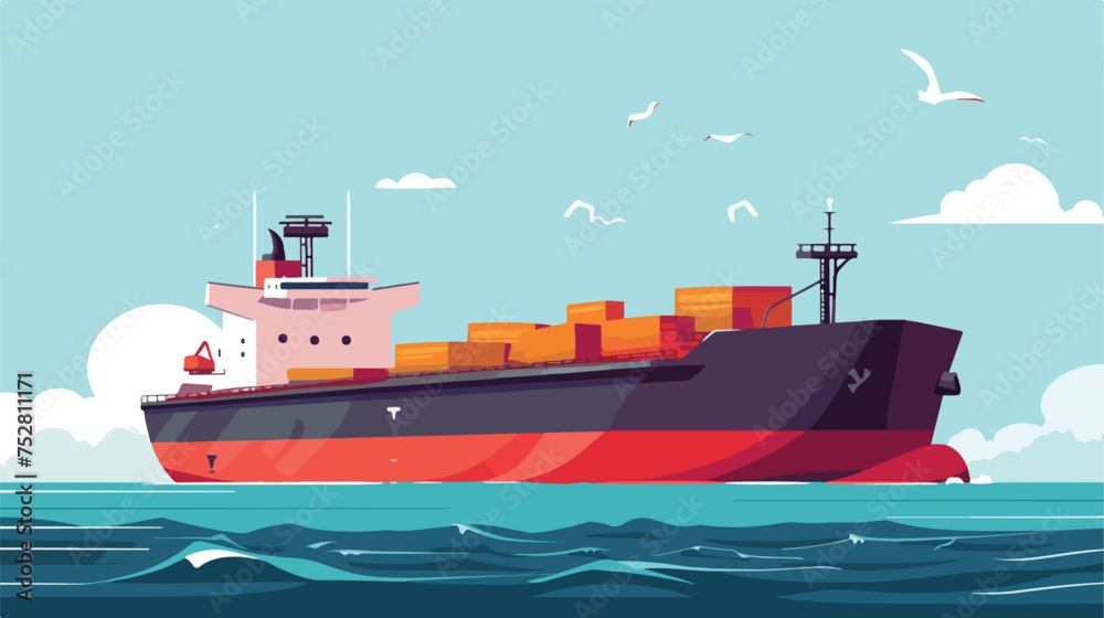 cargo ship vector illustration Flat vector