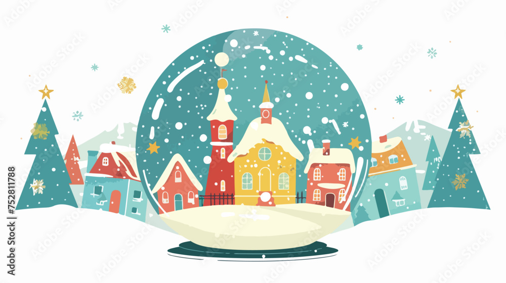 Christmas Snow globe with a little town. Merry Christm