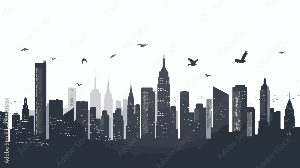 City scene sky line. Abstract silhouette of the city w