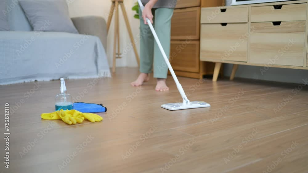 housewives use power-saving tools to clean the house to make the ...