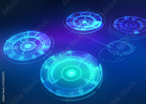 abstract hi tech background, science or infospace hologram, business or technical concept created with generative ai technology. High quality illustration photo