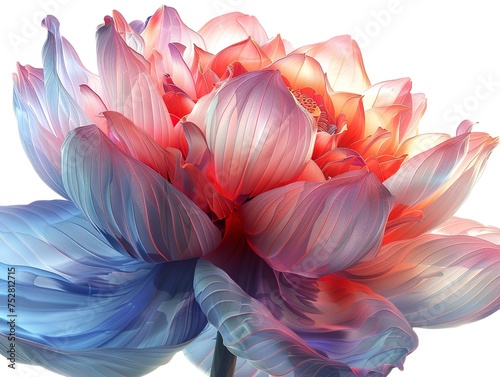 a digital photo of cinematic realism lotus or water lily, Muted glow opal white color margarite, iridescent opalescent colours