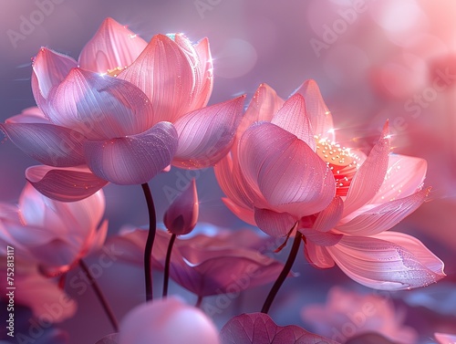 a digital photo of cinematic realism lotus or water lily  Muted glow opal white color margarite  iridescent opalescent colours