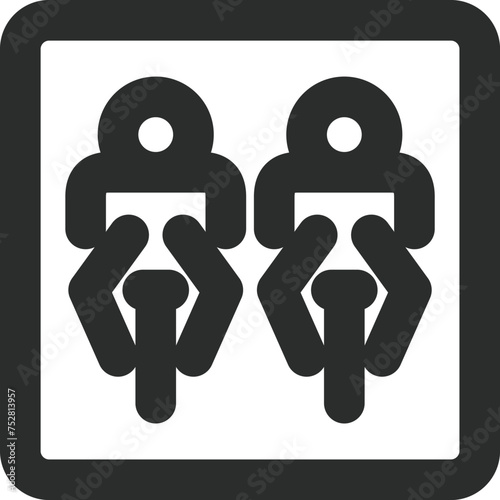 ミニ標識の線画単品イラスト　並進可