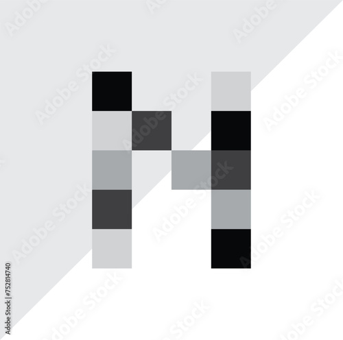 Letter N from black squares and its derivative vector logo