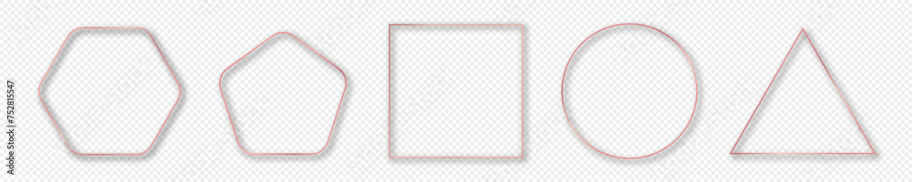 Rose gold glowing different geometric shape frame Rose gold glowing different geometric shape frame