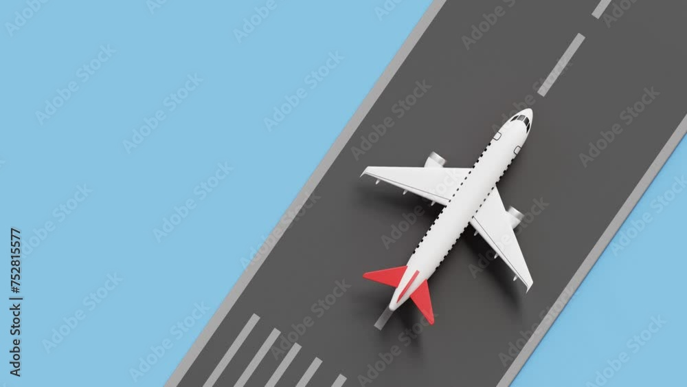 3D travel or vacation concept. Airplane departure flight and arrival on the runway. Journey or trip concept. Passenger airplane on airport runway. Landing or taking off plane. 4k 3d loop animation 3D travel or vacation concept. Airplane departure flight and arrival on the runway. Journey or trip concept. Passenger airplane on airport runway. Landing or taking off plane. 4k 3d loop animation