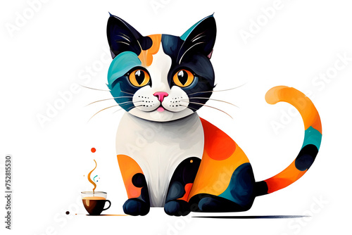 cat drinking coffee