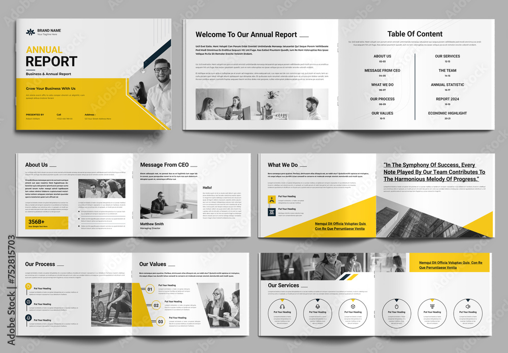 Photo Report Layout Annual Report Layout Landscape Stock Template | Adobe Stock
