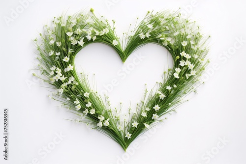 Heart-Shaped Arrangement of Flowers on White Background