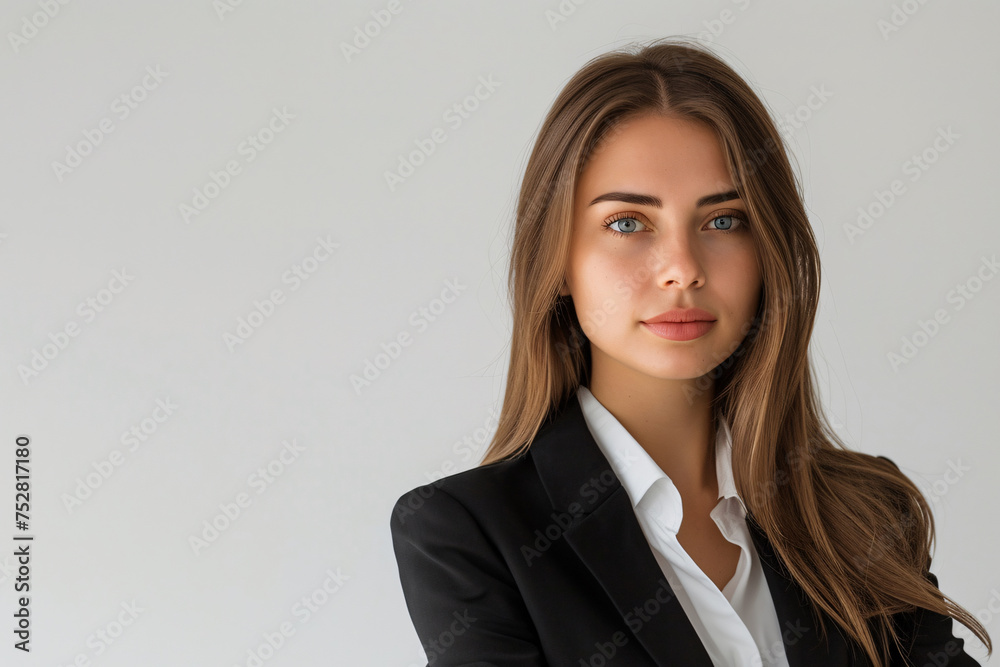 Confident Businesswoman With Neat Hairstyle in Office Setting Confident Businesswoman With Neat Hairstyle in Office Setting