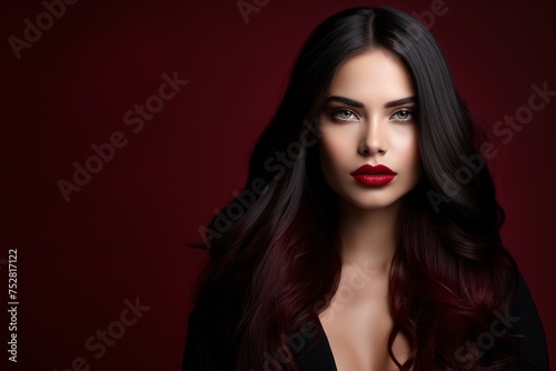 Woman With Long Dark Hair and Red Lipstick