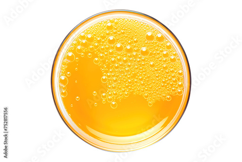 Glass of orange juice with bubble top view isolated on transparent background Remove png, Clipping Path, pen tool