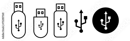 Usb icon set illustration, Flash disk sign simple flat vector illustration on white background..eps