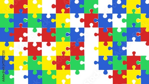 autism symbol. puzzle background. 4K video illustration.