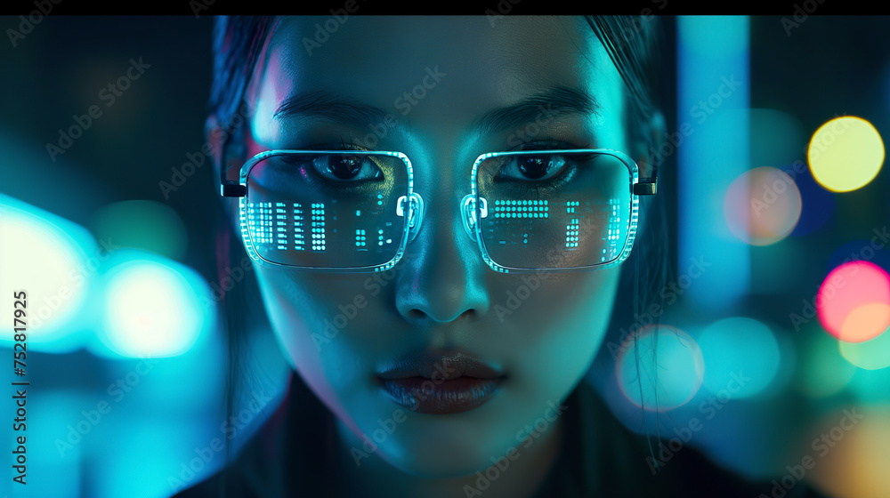 Woman Wearing Futuristic Glasses Woman Wearing Futuristic Glasses