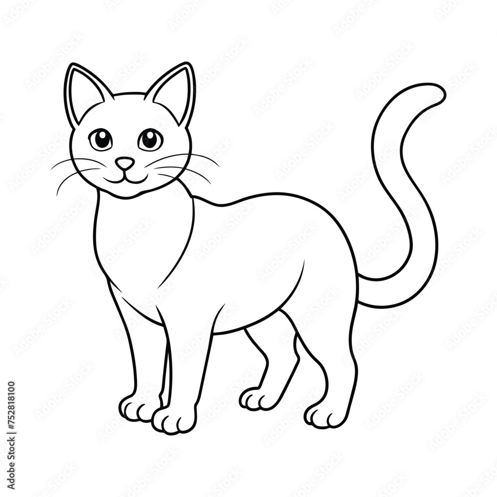 Cat illustration coloring page for kids