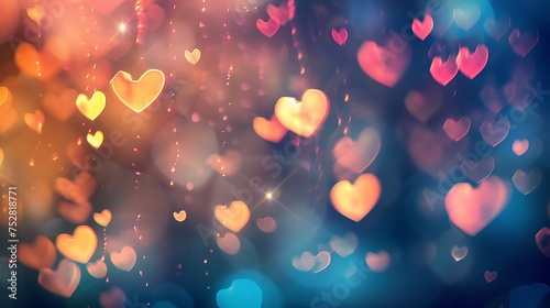 Theoretical bokeh background standard with hearts birthday