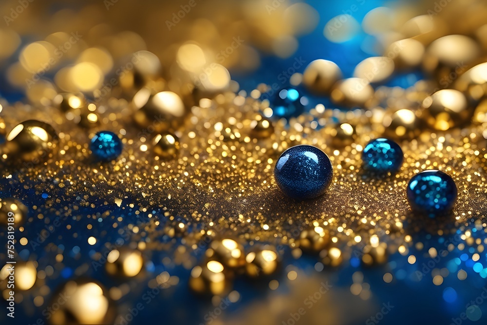 Golden and blue glitter background Golden and blue glitter background