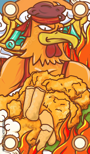 Original hand drawn cartoon delicious fried chicken illustration poster material 