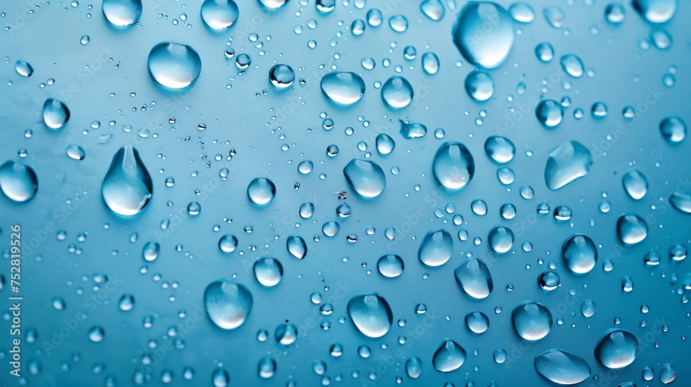 water drops on blue background