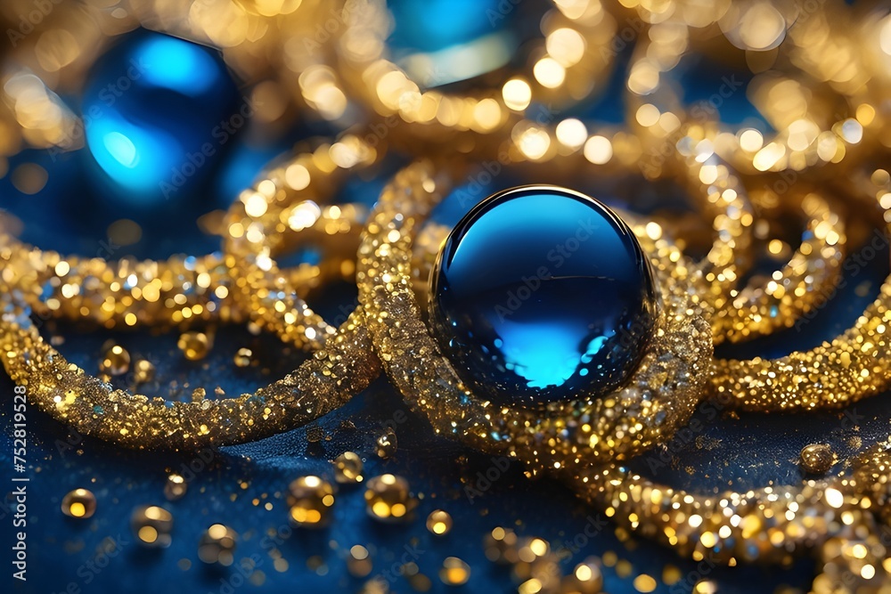 Golden and blue glitter background Golden and blue glitter background