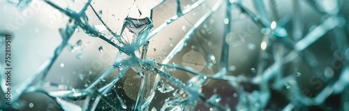 close up of a broken glass on the car accident photo