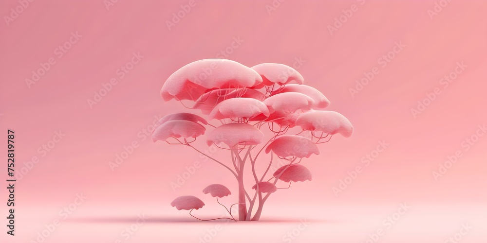 Fototapeta premium Pink Landscape with Abstract Tree