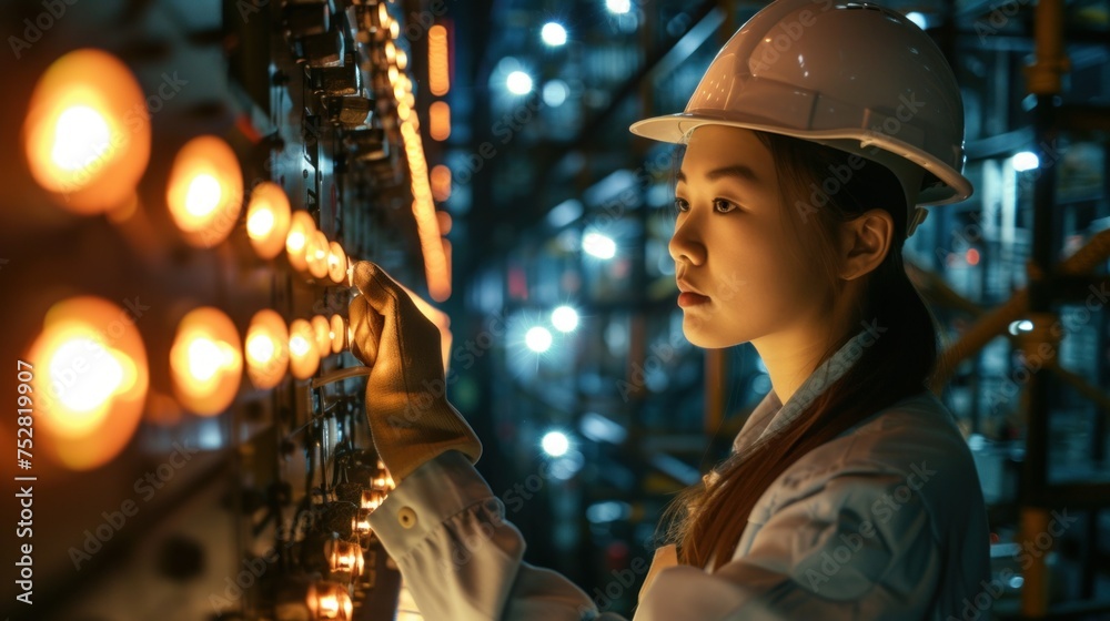 Portrait, Asian woman engineer. Face, female employee and manager with hard hat, vest and construction inspector